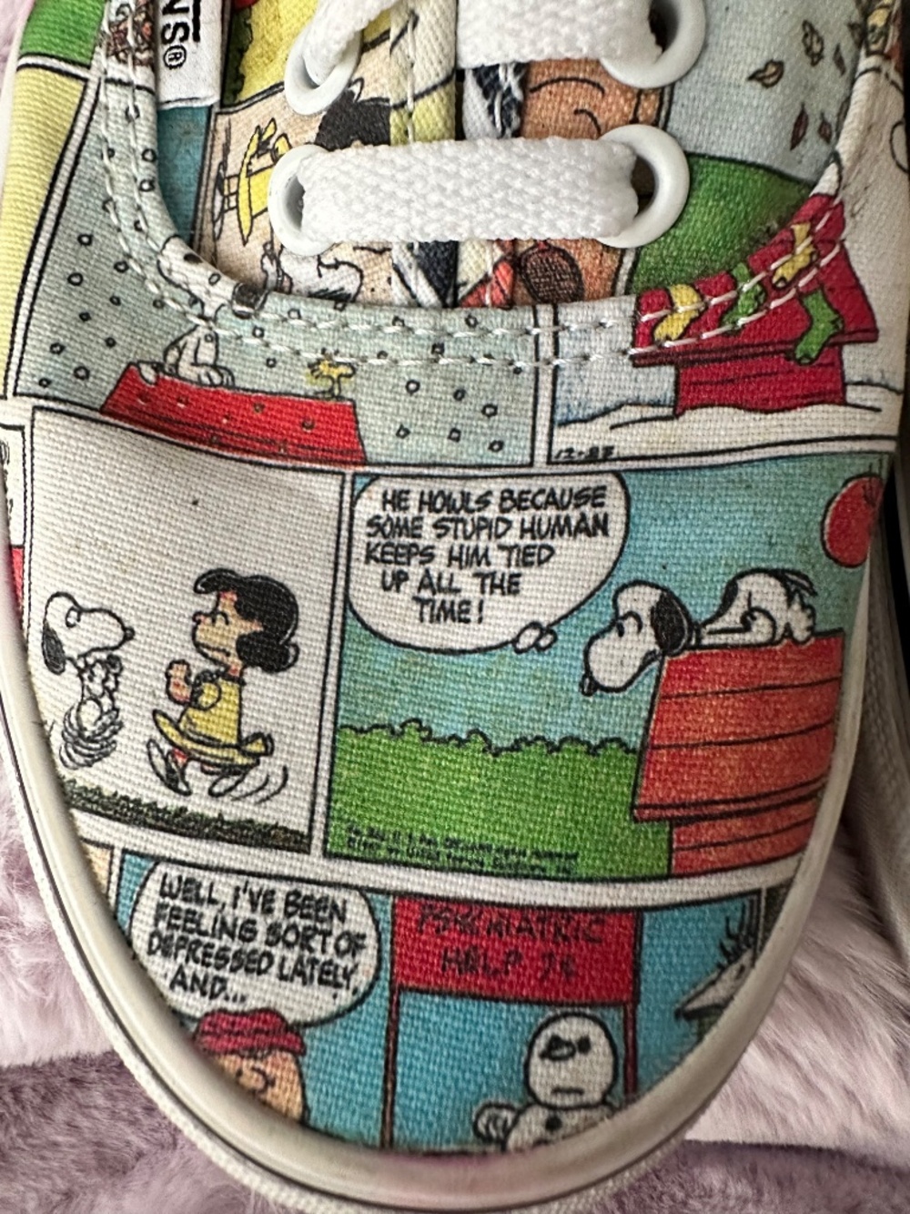 PEANUTS VANS Womens 9 Mens 7.5 Red Barron Pumpkin Depressed Psychiatric Snoopy